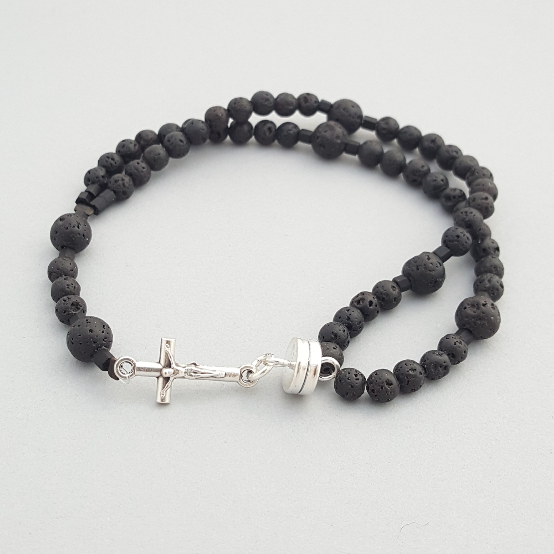 Lava Rock Men's Wrist Rosary Five Decade