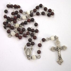 Natural Stone Brecciated Jasper 4mm Divine Mercy and Guadalupe Rosary