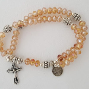 Champagne Crystal Wrist Rosary