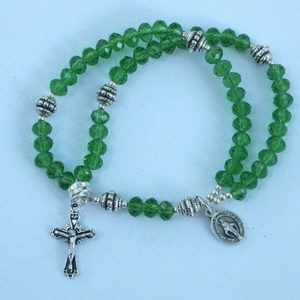 Green Crystal Wrist Rosary Five Decade