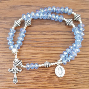Light Blue AB Crystal Wrist Rosary