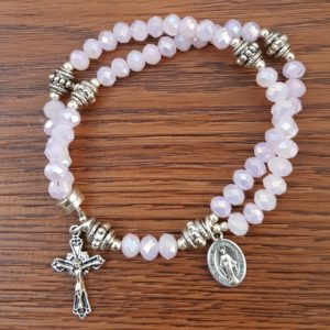 Pink Rosewater Crystal Wrist Rosary
