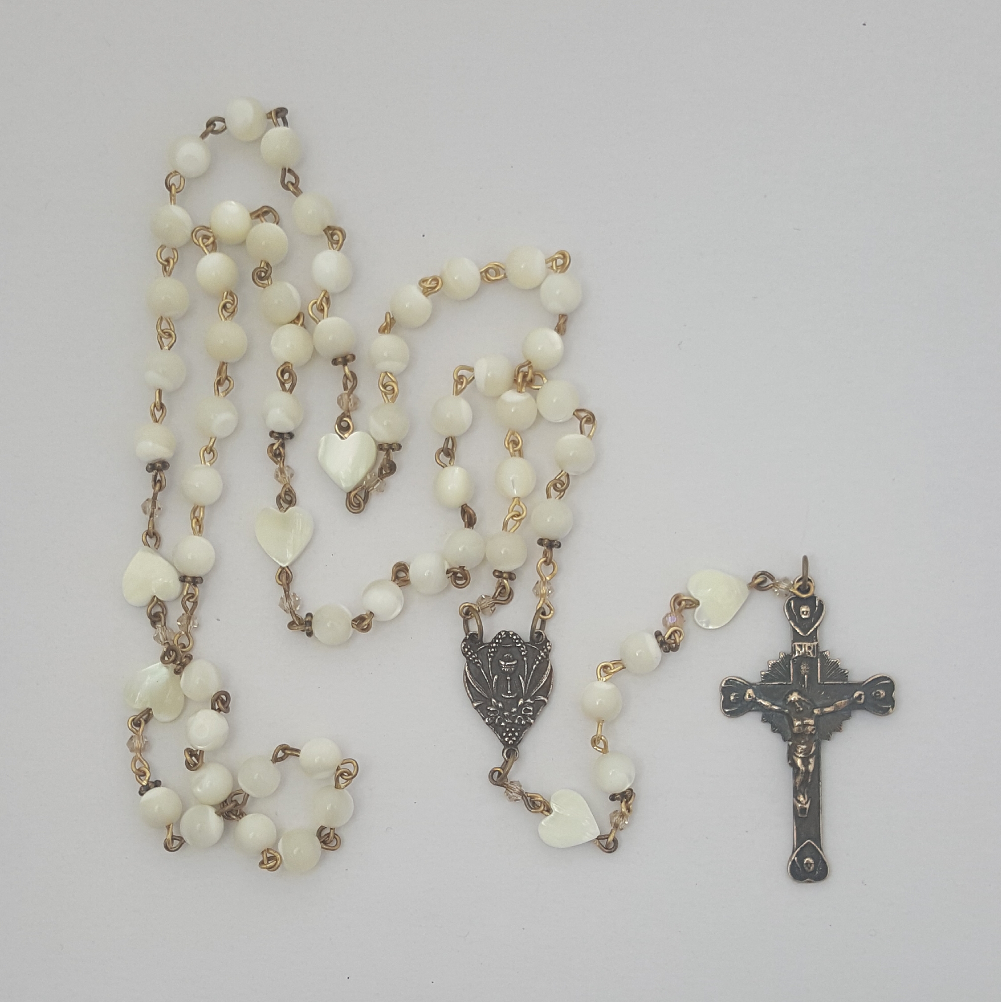 Antique Style Mother of Pearl First Communion Rosary – MG Rosary