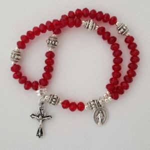 Red Crystal Wrist Rosary