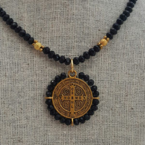 St. Benedict Jubilee Medallion with Black Crystal