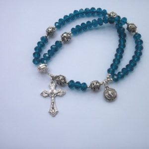 Turquoise Crystal Wrist Rosary Five Decade