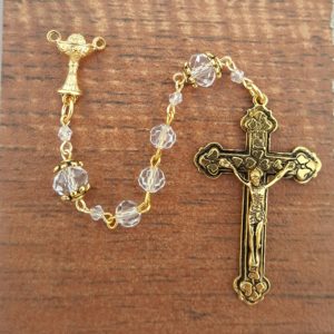 Crystal with Gold First Communion Rosary