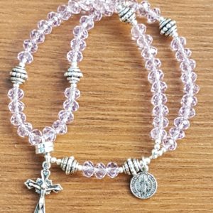 Clear Pink Crystal Wrist Rosary