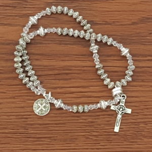 Silver Tone Bicone Wrist Rosary