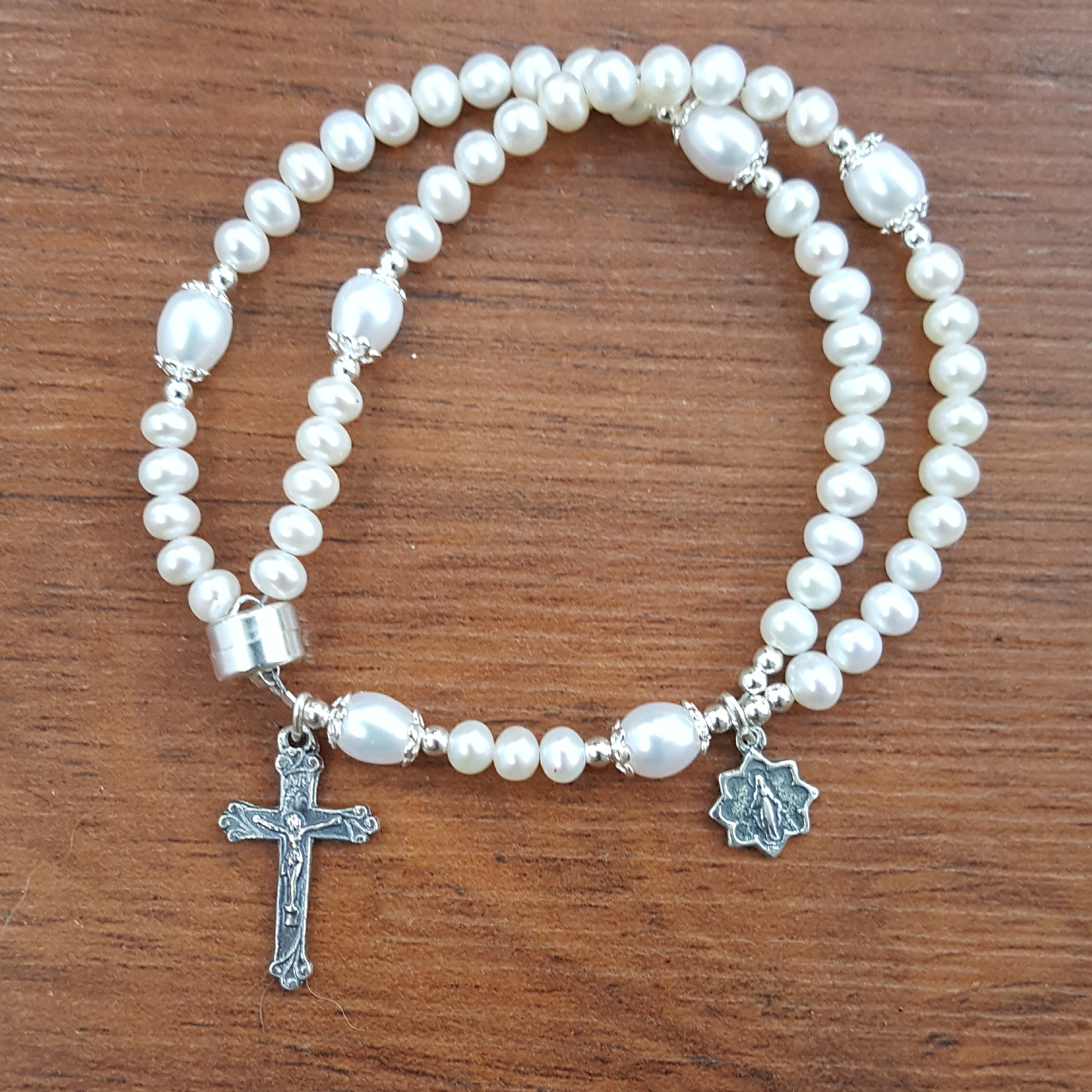 Freshwater Pearl and Sterling Wrist Rosary