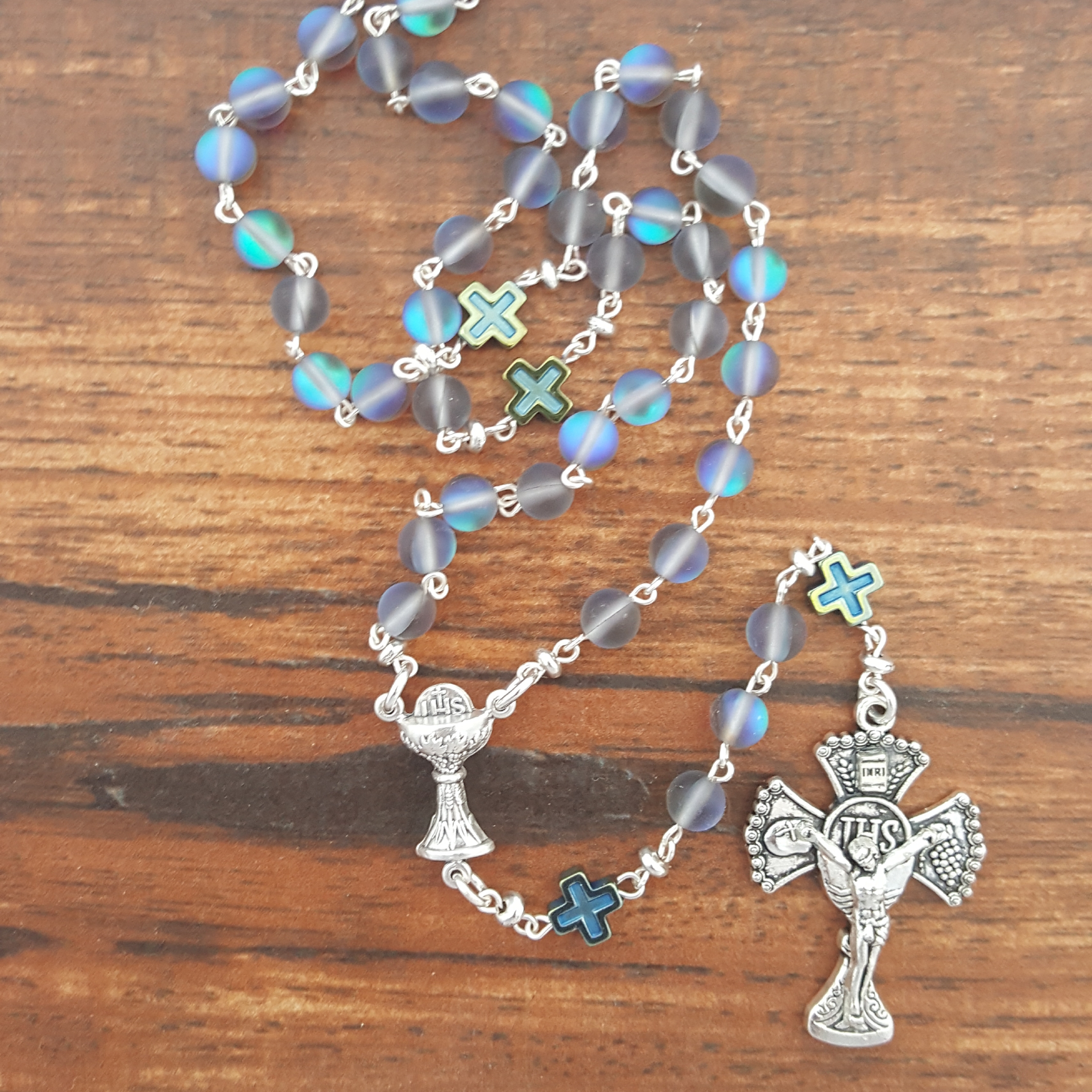 Imitation Labradorite First Communion Rosary