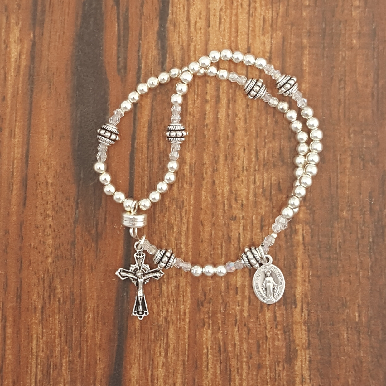 Classic Silver Wrist Rosary Five Decade