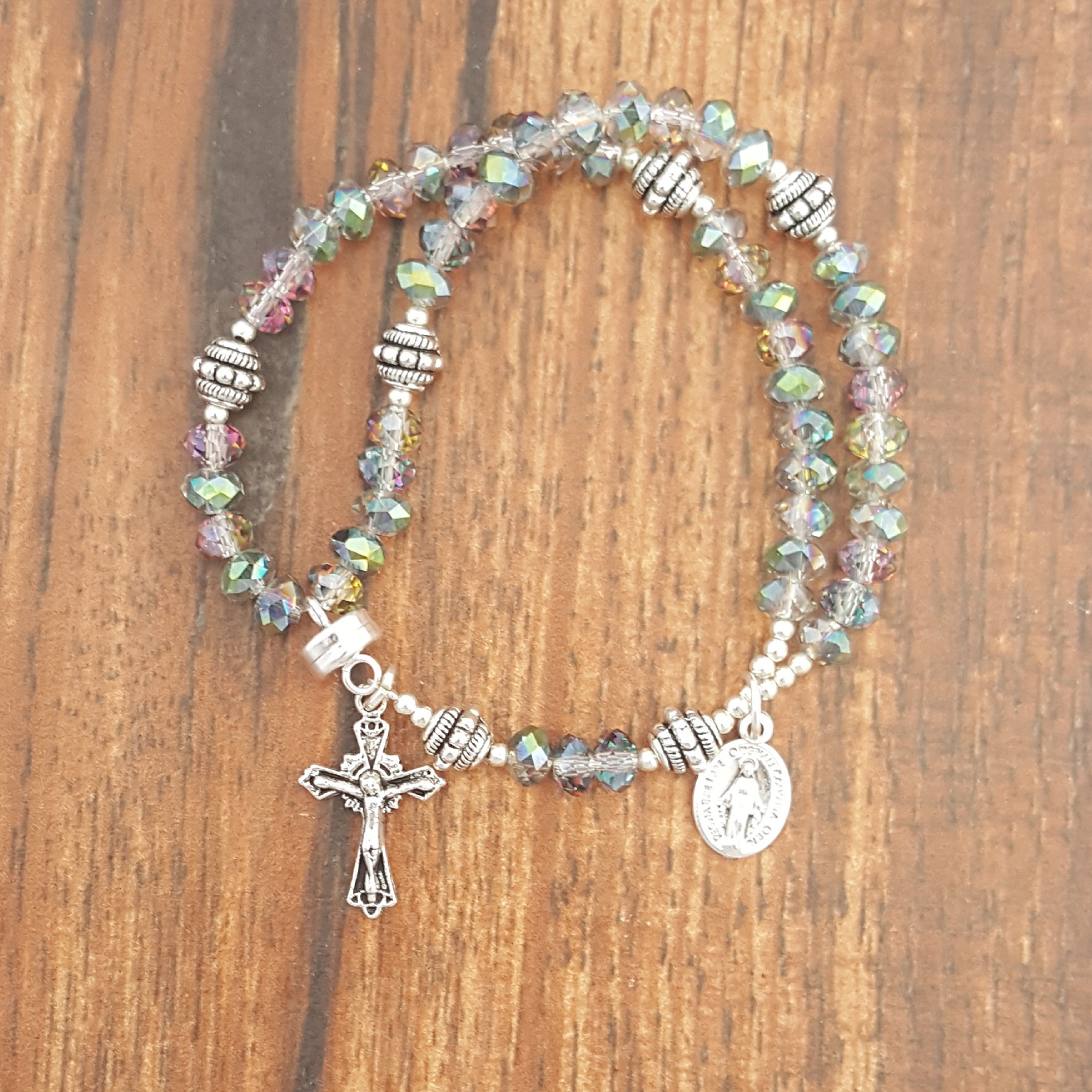 Sahara Green Crystal Wrist Rosary