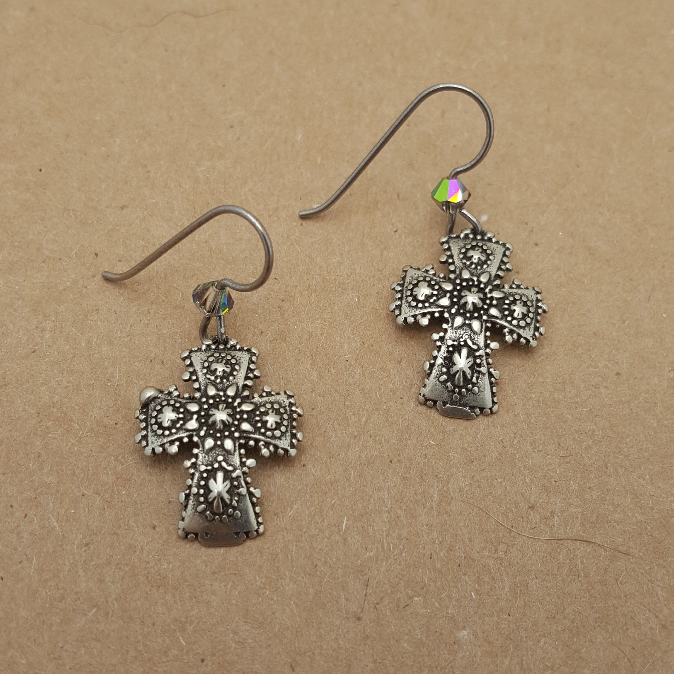 White Bronze Miraculous Medal Earrings