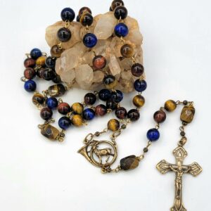 Tiger Eye Solid Bronze St. Hubert Rosary