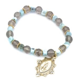 smoky quartz and larimar stretch bracelet