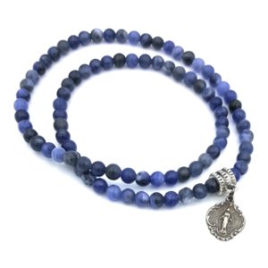 sodalite stretch bracelet with Miraculous medal